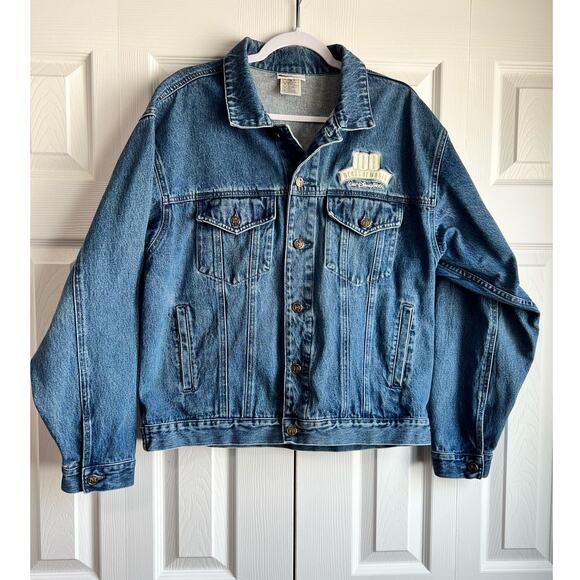 Walt Disney World 100 Years of Magic Embroidered Mickey Denim Jean Jacket Sz M